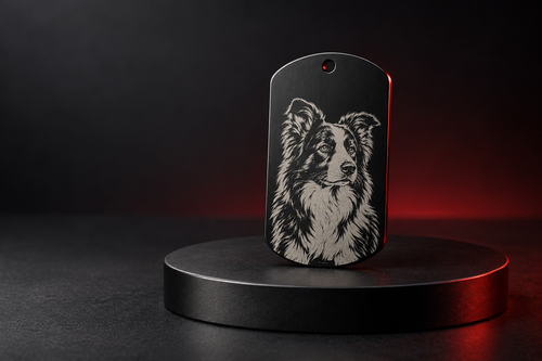 Border Collie stainless steel keyring by Torimaru