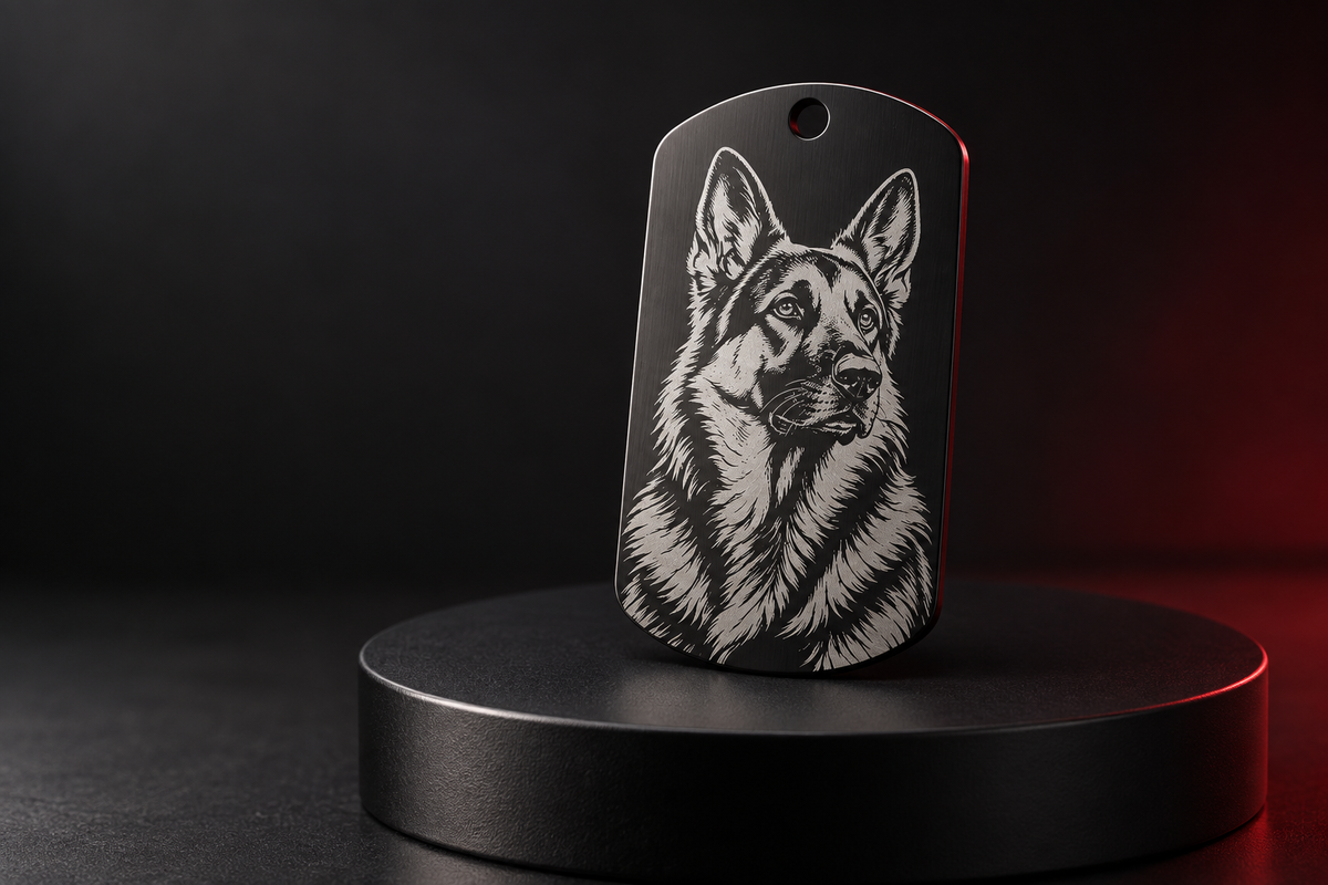 German Shepherd stainless steel keyring by Torimaru