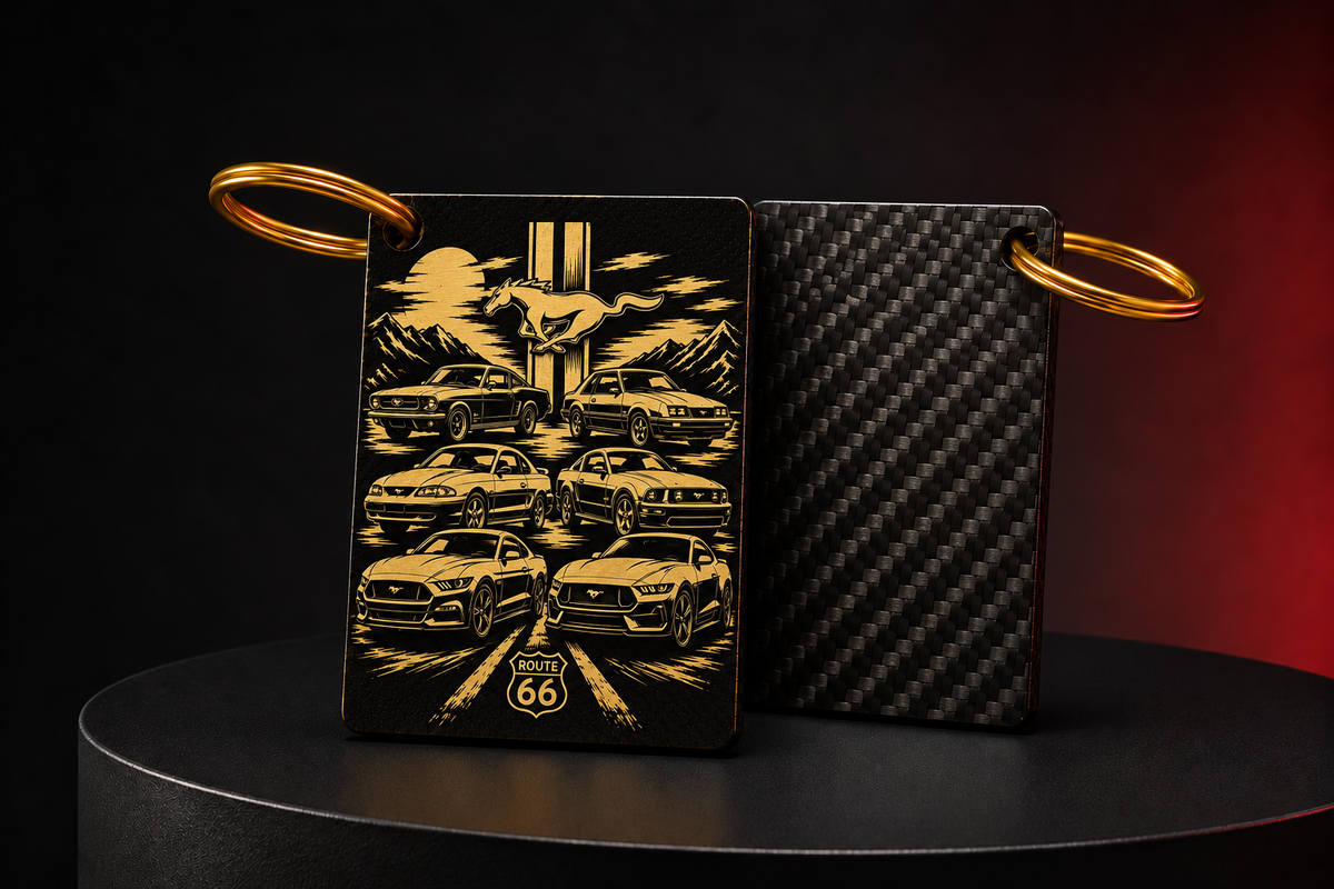 Mustang Heritage Carbon Fibre Keyring