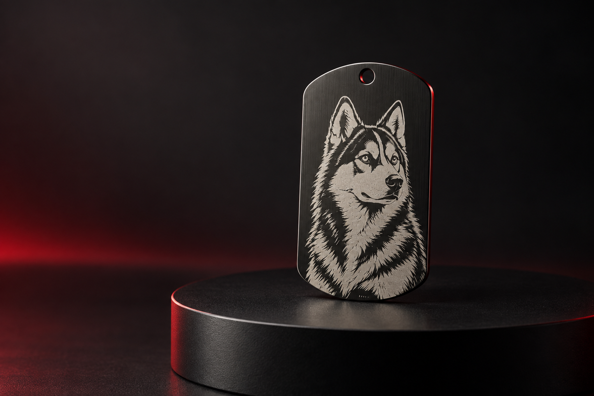Husky stainless steel keyring by Torimaru